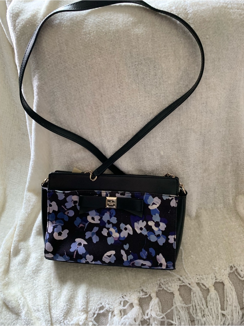 Kate Spade Floral Bow Crossbody Bag in Black and Purple